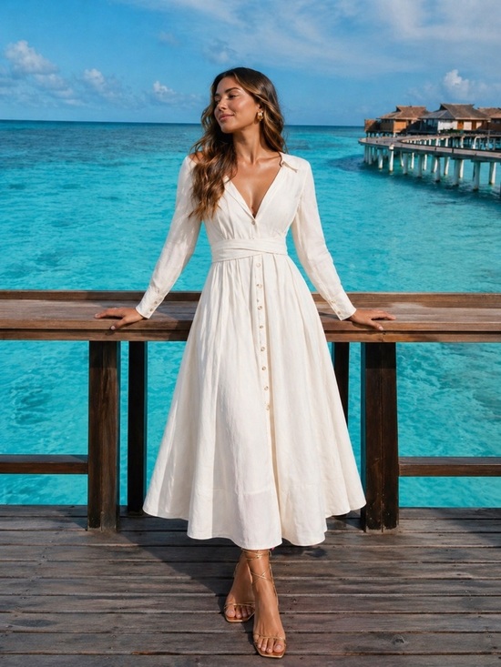 cult gaia Dresses & Skirts - Cult Gaia Nyle Belted Cut-Out Shirtdress Off White Midi XL 10/12 NWT Euro Resort